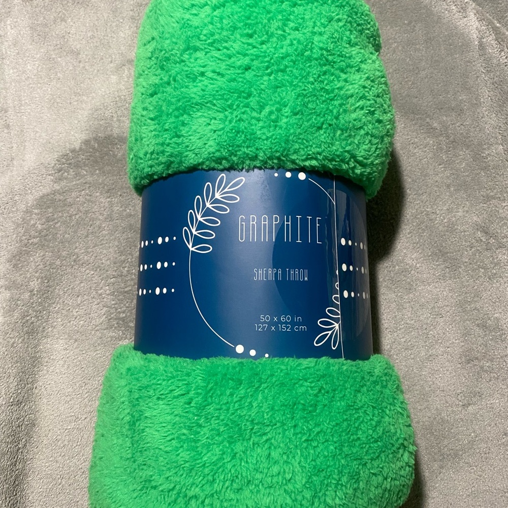 Graphite Green Super Soft Sherpa Throw Blanket 50” X 60”